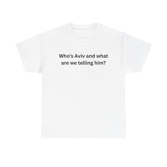 Tell Aviv Tee funny graphic tee, white